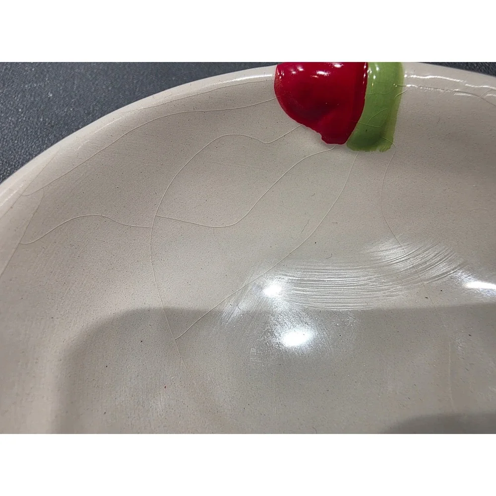 Christmas Snowman Ceramic Spoon Rest Holiday Kitchen Decor Red Green Striped Hat
